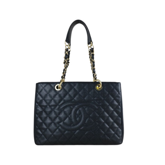 Include Entrupy Certificate of Authenticity｜Very Good ( Rank A) ｜ CHANEL Caviar Skin Matrasse Chain GST Tote Bag  Black  Made In 2009-2010Year｜S26062801