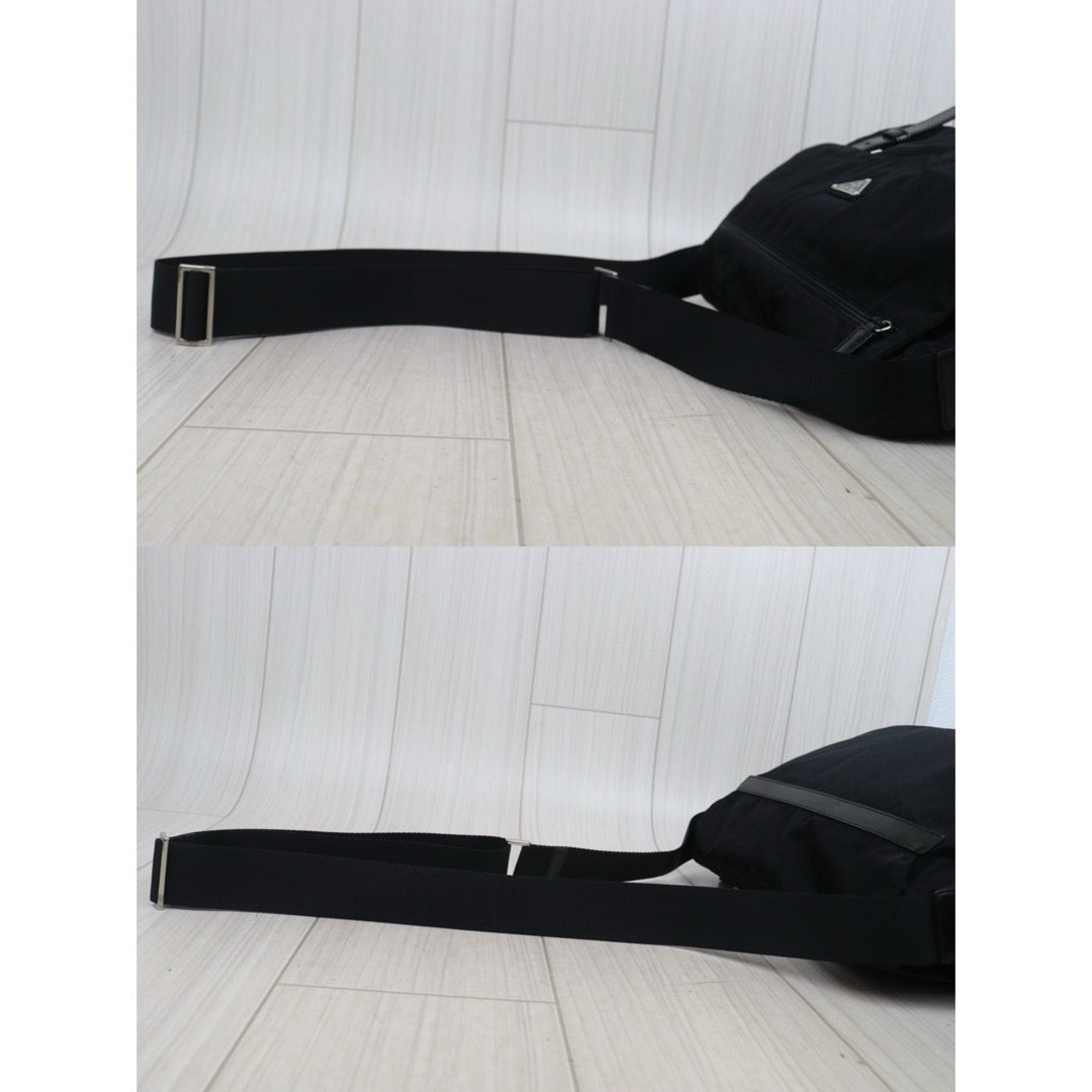 Very Good ( Rank A) ｜Prada  Nylon ShoulderBag Black Silver Hardware｜25101505