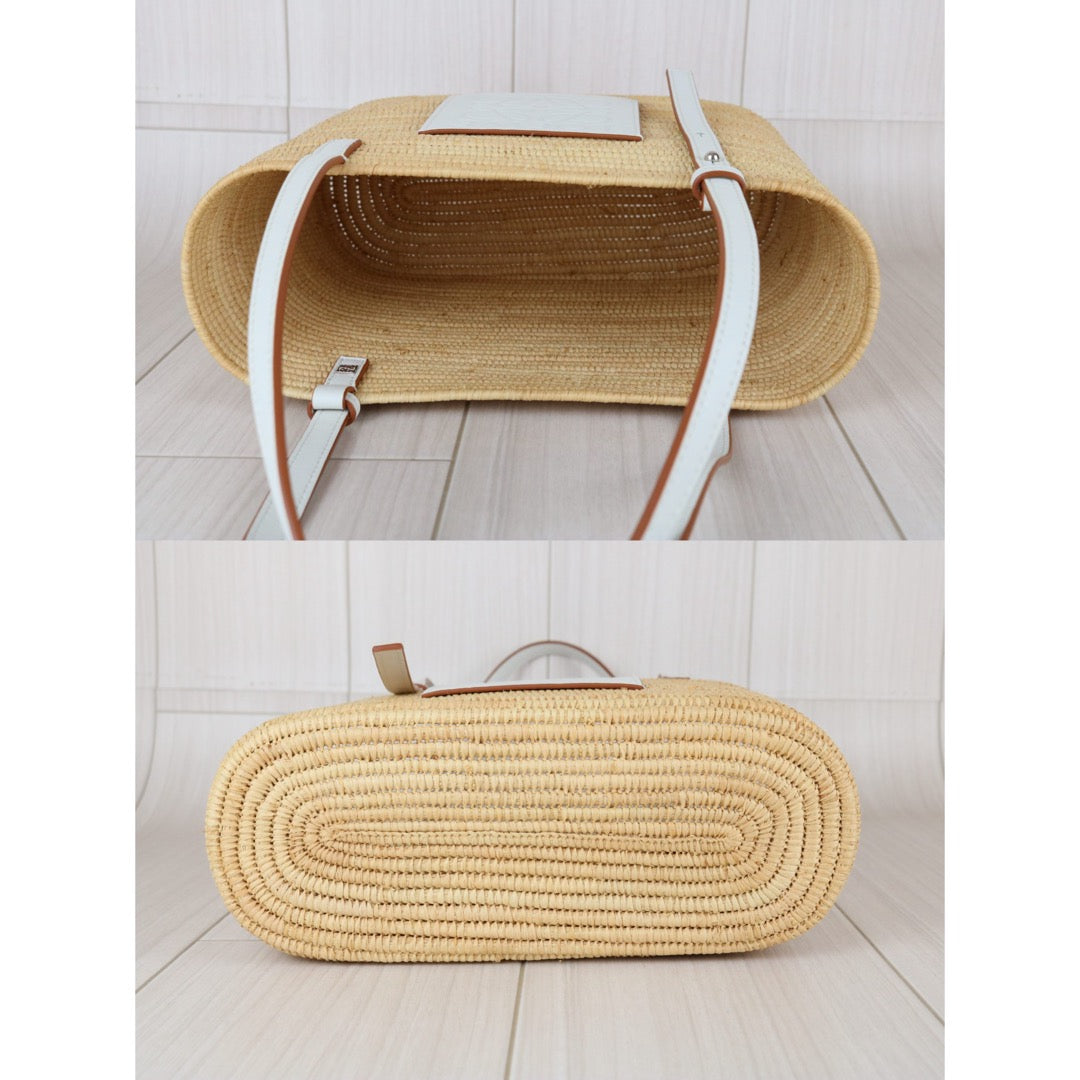Include Entrupy Certificate of Authenticity｜Very Good ( Rank A)｜ LOEWE Straw  Basket Handbag Shoulder Bag ｜S26010905
