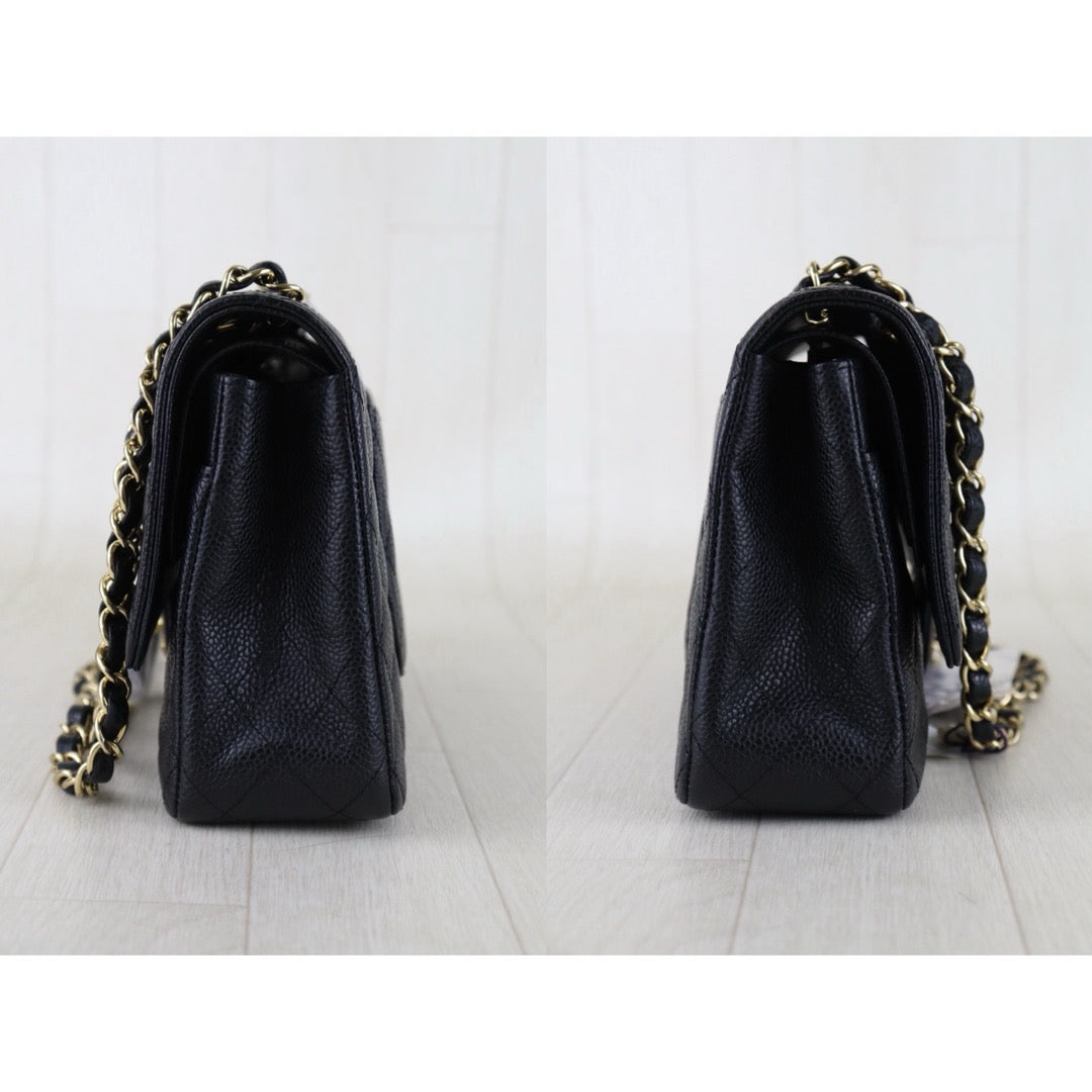 Include Entrupy Certificate of Authenticity｜Very Good ( Rank A)｜ CHANEL Caviar Skin Matrasse Chain Double Flap 25 Shoulder Bag Black Made In 2009-2010Year  ｜S26051514