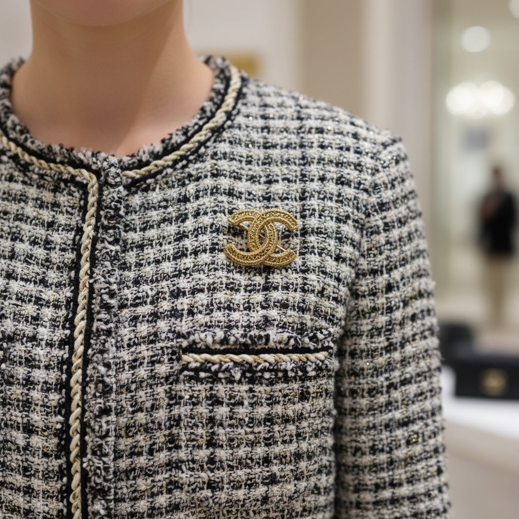 Include Authentic Detective Certificate of Authenticity｜Very Good ( Rank A)｜ CHANEL Vintage Coco Mark Engraved Brooch ｜26062905