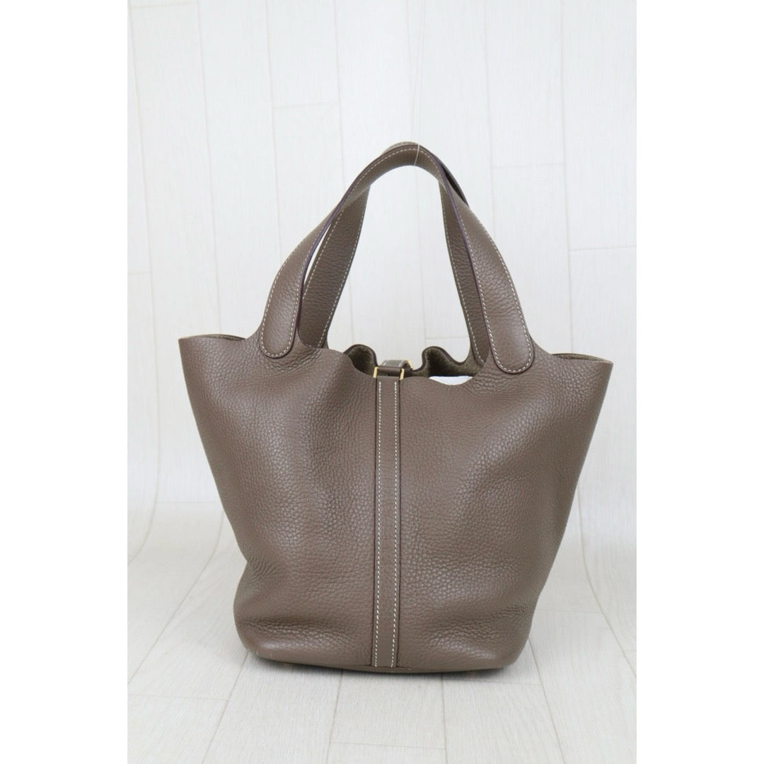 Good ( Rank AB)｜ Hermes Picotin Lock 22 TC Leather HandBag Etoupe Gray Z Stamp Made In 2021 Year｜H25081803