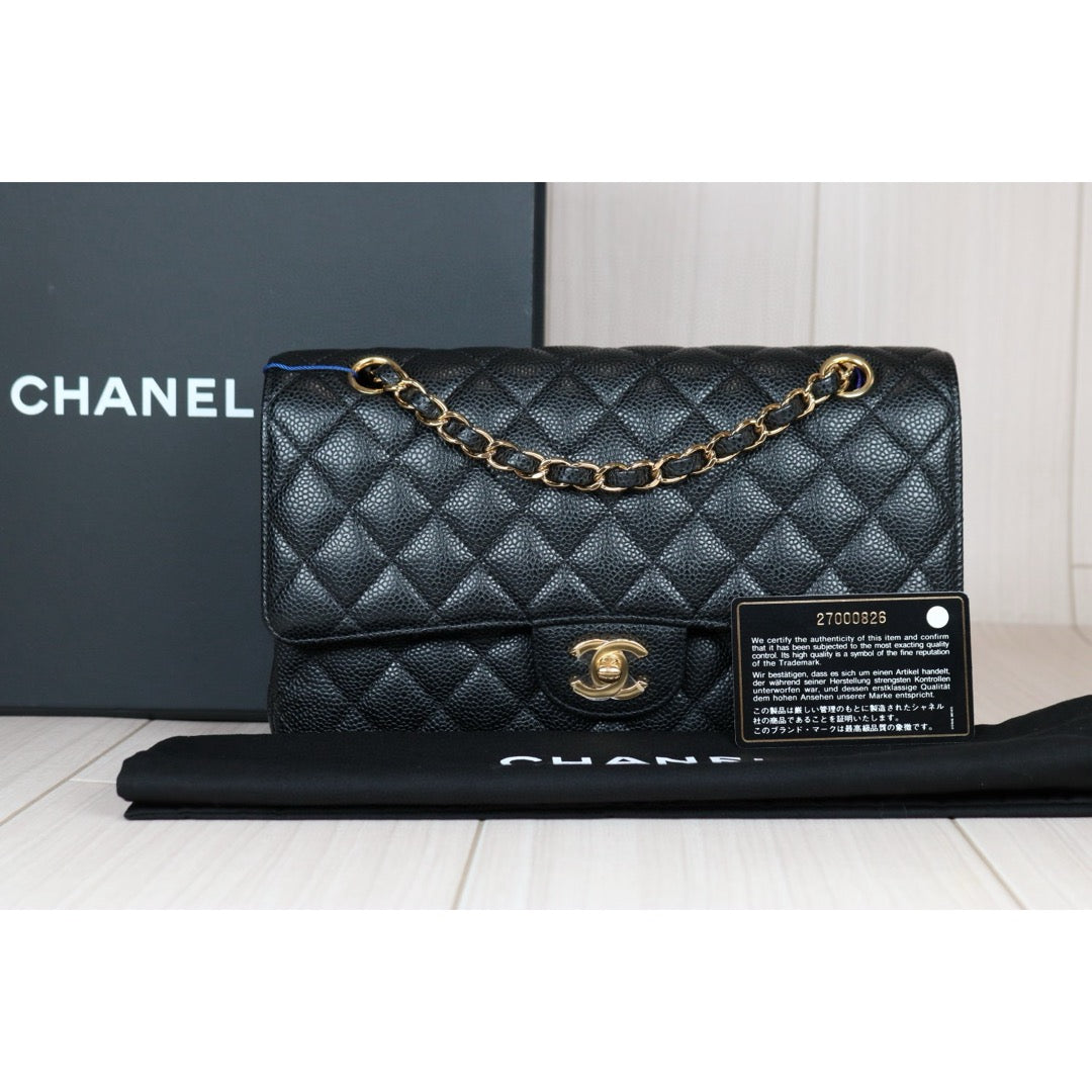 Excellent（Rank SA）｜ CHANEL Caviar Skin Matrasse Double Flap 25 Shoulder Bag Black Made In 2019Year  ｜S24080803