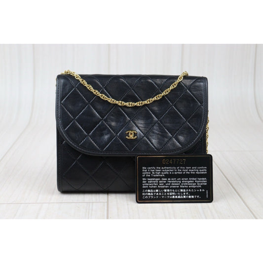 Rank AB| CHANEL Mini Coco Mark Matrasse Lambskin Chain Shoulder Bag Made In 1986~1988Year|24071904