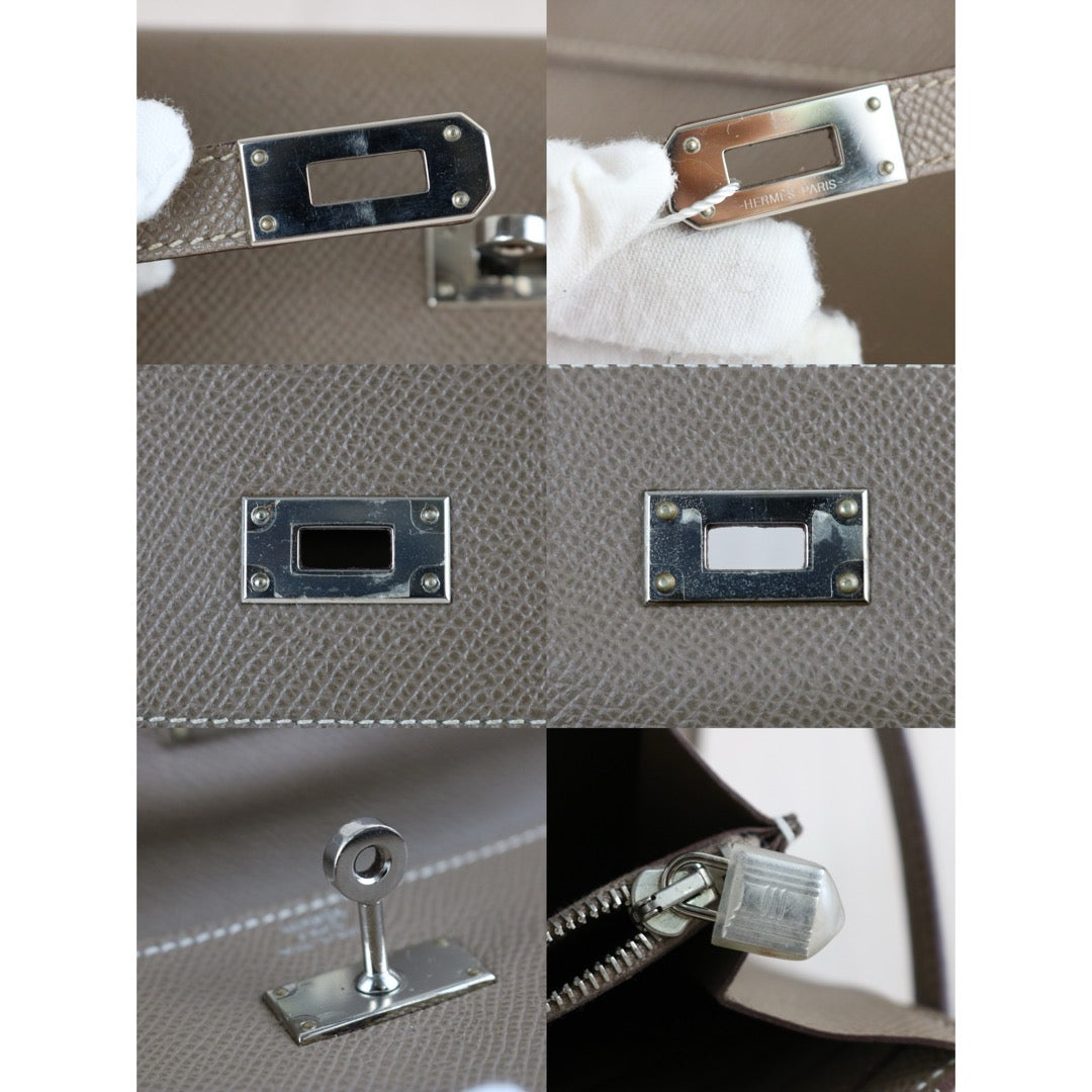 Very Good ( Rank A)｜ HERMES Epsom Kelly Wallet Etoupe Gray A Stamp Made In 2017Year｜W25071028