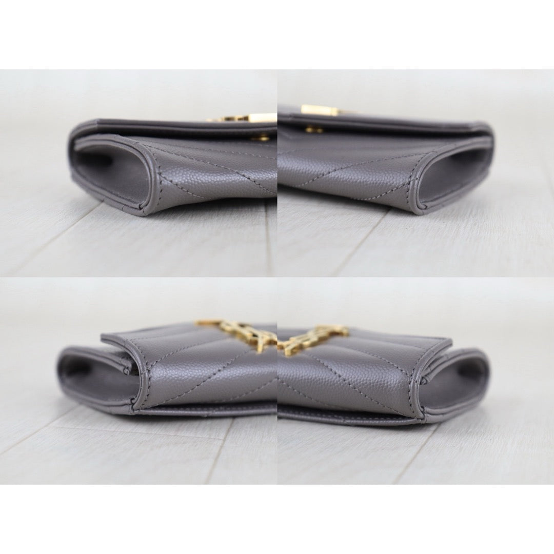 Excellent（Rank SA）｜Full Set  Saint Laurent YSL Caviar Skin Calf Leather Card Holder Etoupe｜S26013002