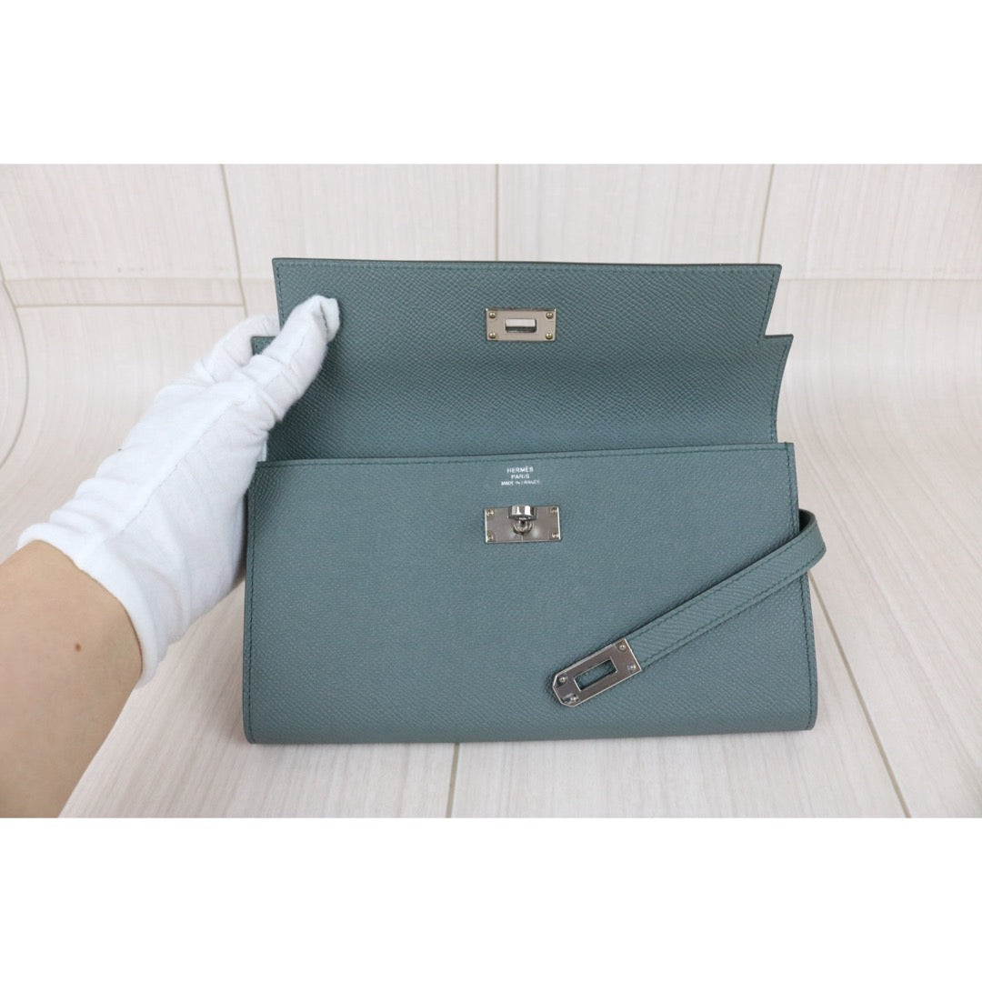 Include Entrupy Certificate of Authenticity｜Excellent（Rank SA)｜ HERMES Epson Kelly Long Wallet Vert Amande D Stamp Made In 2019Year｜X26041606