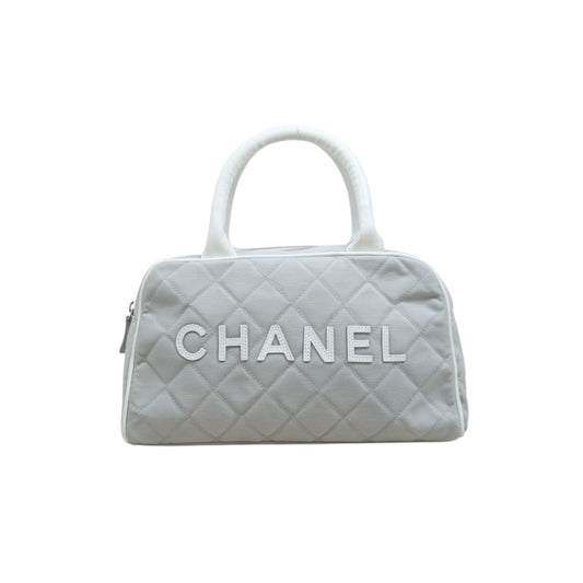 Include Entrupy Certificate of Authenticity｜Good ( Rank AB) ｜CHANEL Vintage Sports Line Quilted Canvas Bowling HanBag Made in 2000-2002 Year｜26082601