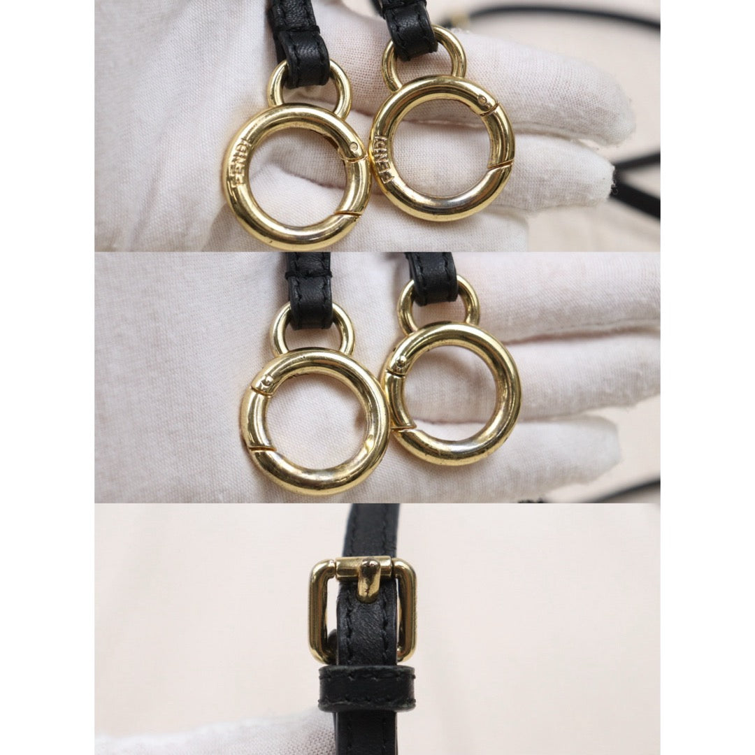 Good ( Rank AB)｜ FENDI Calf Leather Peekaboo iconic mini Handbag With Shoulder Bag Black｜S26030906