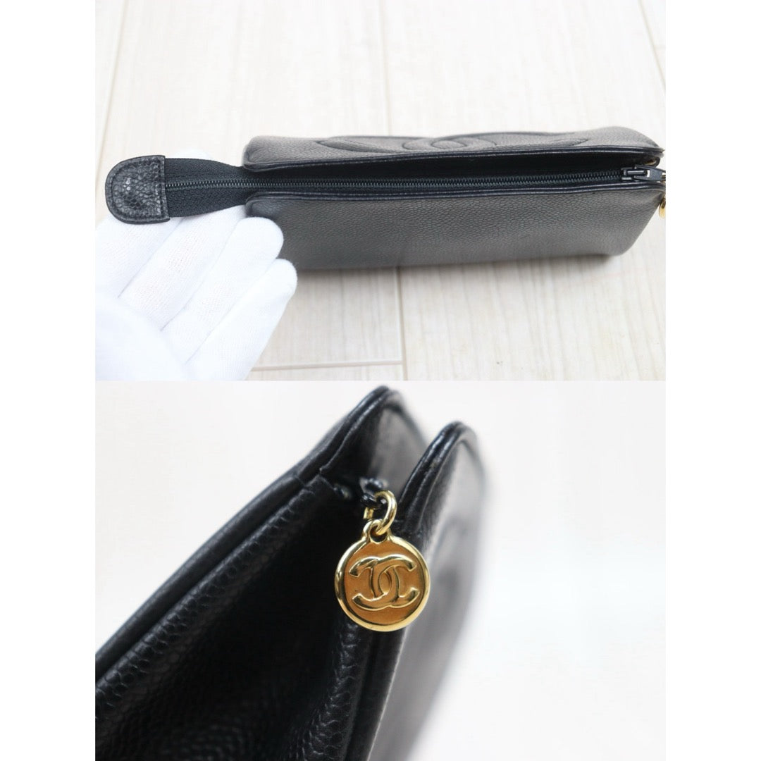 Include Entrupy Certificate of Authenticity｜Very Good ( Rank A)｜CHANEL Caviar Skin Calf Leather Vanity Case Black Made In 1991-1994Year｜26070315