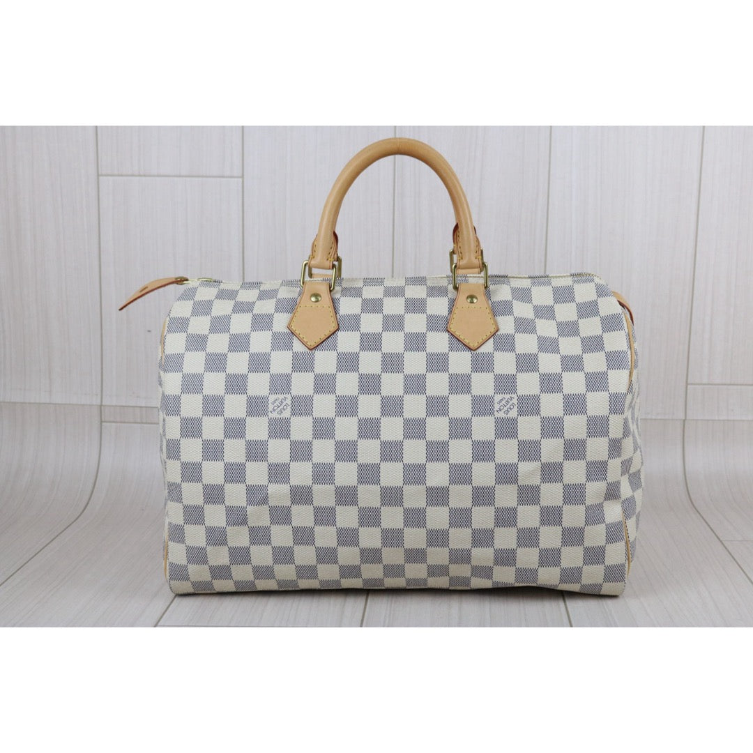Include Entrupy Certificate of Authenticity｜Good ( Rank AB)｜ Louis Vuitton Azul Speedy 35 Hand Bag  ｜X26061802