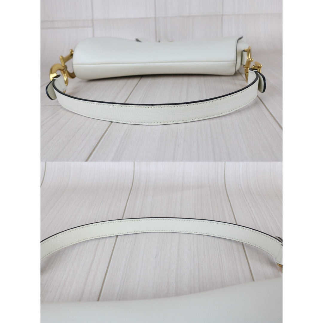 Very Good ( Rank A)｜Dior Trotter Saddle Shoulder Bag Medium White Current Model｜S25091009