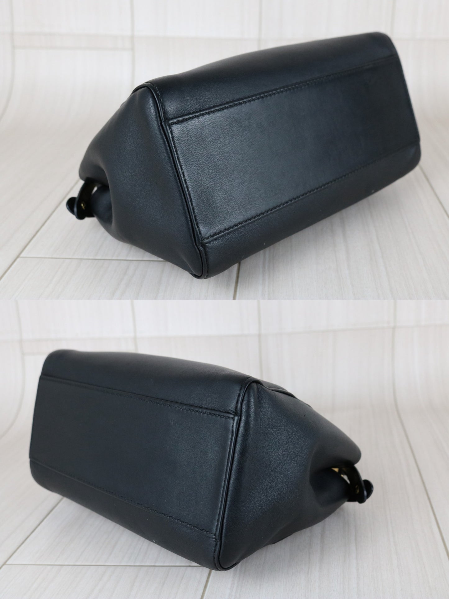 Very Good （Rank A） ｜ FENDI Calf Leather Peekapoo iconic mini Handbag With Shoulder Bag Black｜S26011707