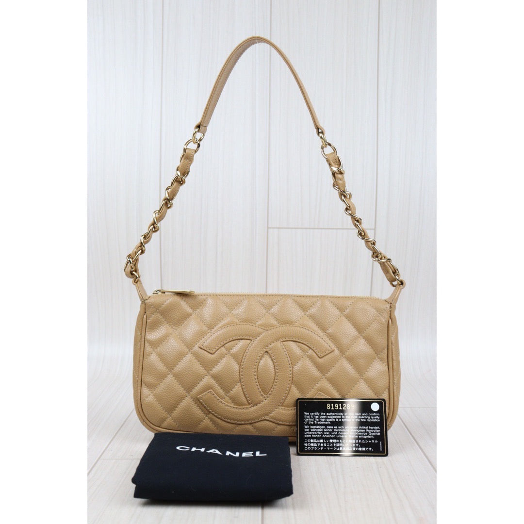 Rank A ｜ CHANEL Matrasse  Classic Chain Shoulder Bag Beige Made In 2003-2004 Year  ｜24020903