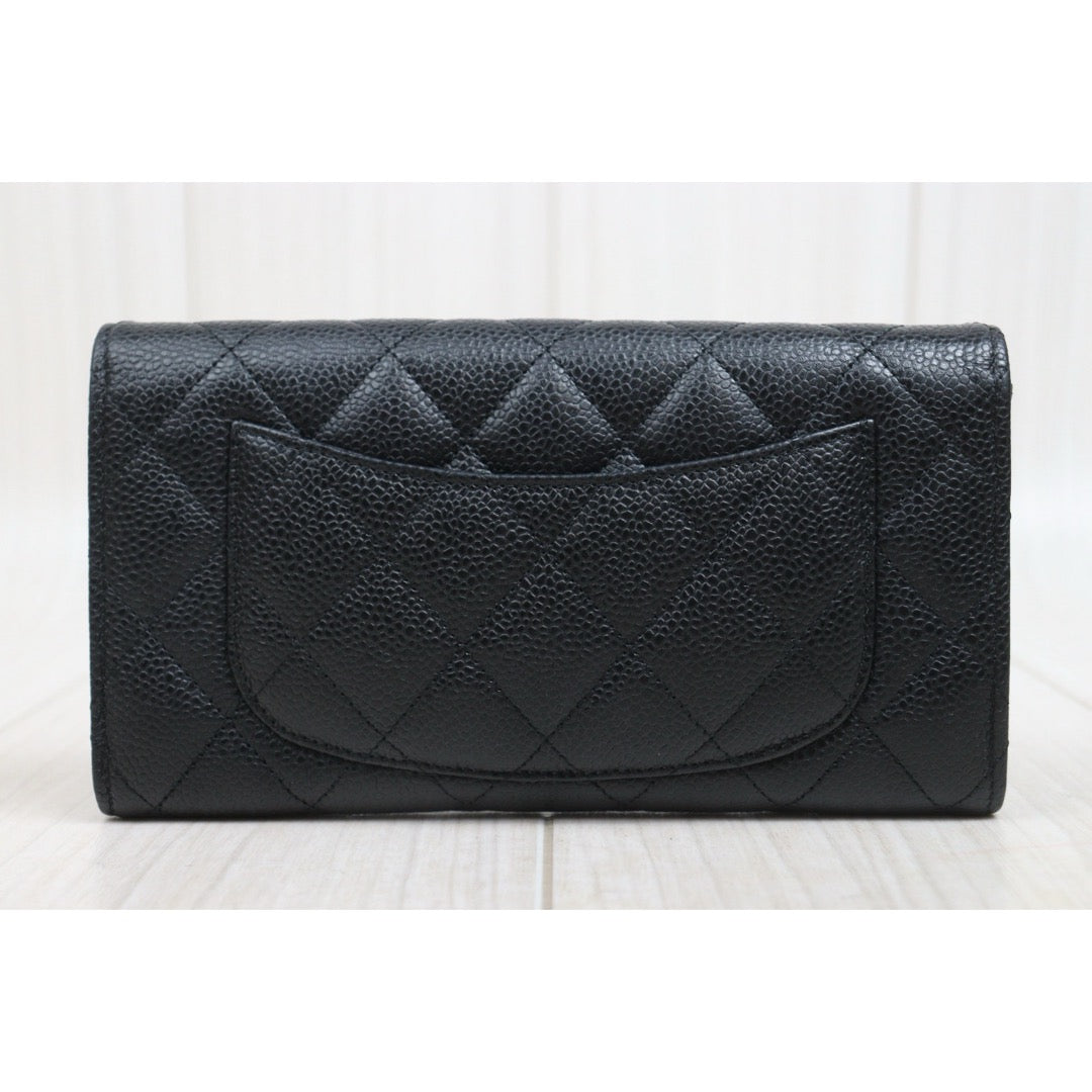 Include Entrupy Certificate of Authenticity｜Very Good ( Rank A)｜CHANEL Caviar Skin Black Long Wallet Made In 2020-2021Year｜26071307
