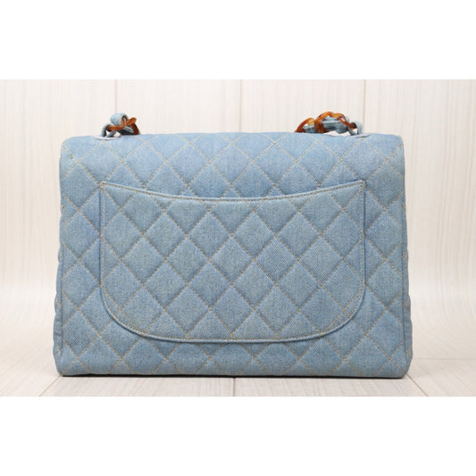 Include Entrupy Certificate of Authenticity｜Good ( Rank AB)｜ CHANEL Denim Single Flap 30 Shoulder Bag｜ W24121303