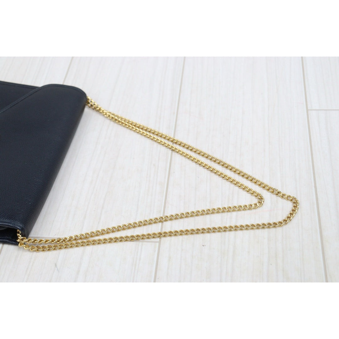 Include Entrupy Certificate of Authenticity｜Very Good ( Rank A)｜ Dior  Vintage Chain Shoulder Bag Navy Blue｜26042302