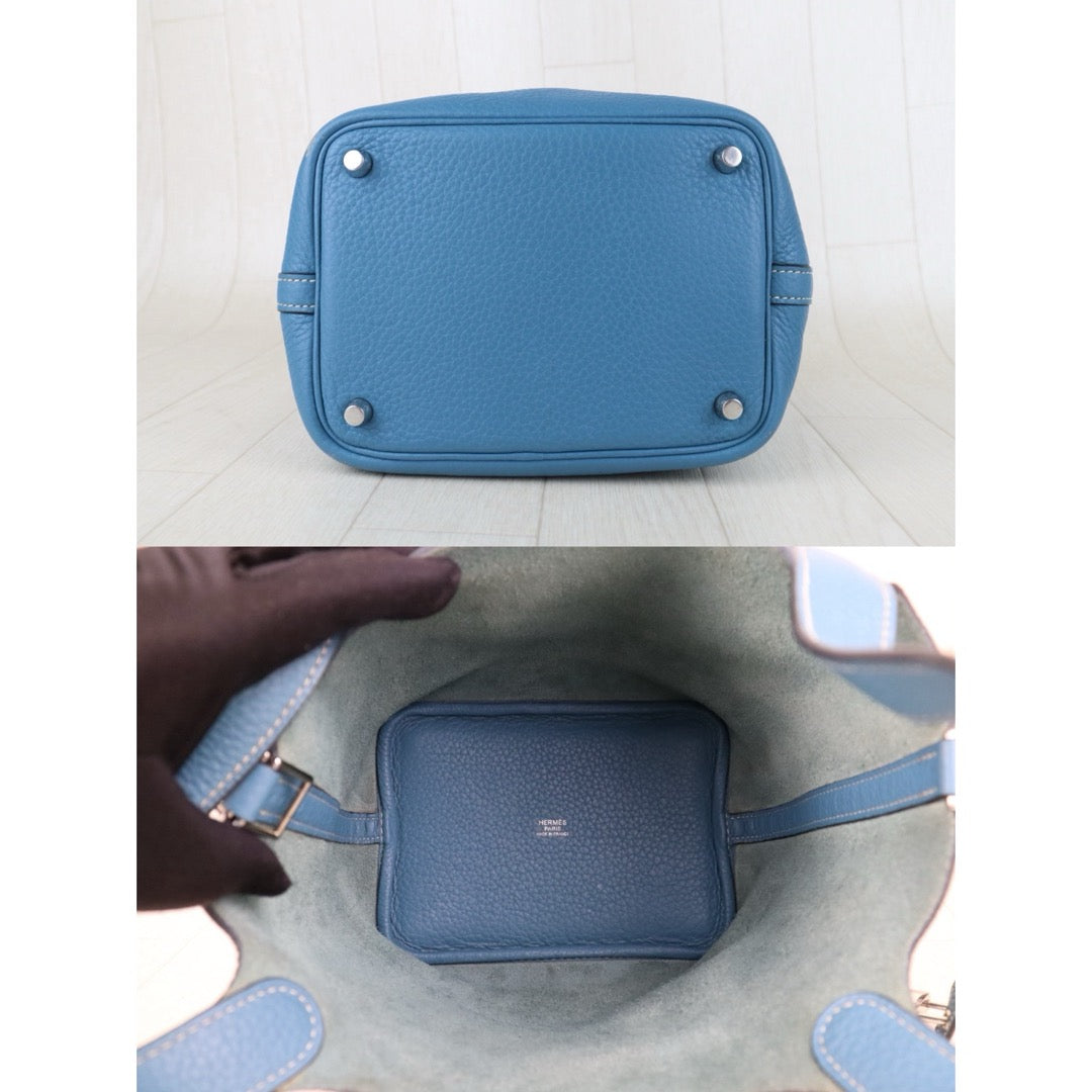 Good ( Rank AB)｜ Hermes Picotin Lock 18 TC Leather HandBag Blue T Stamp Made In 2015 Year｜H25081802