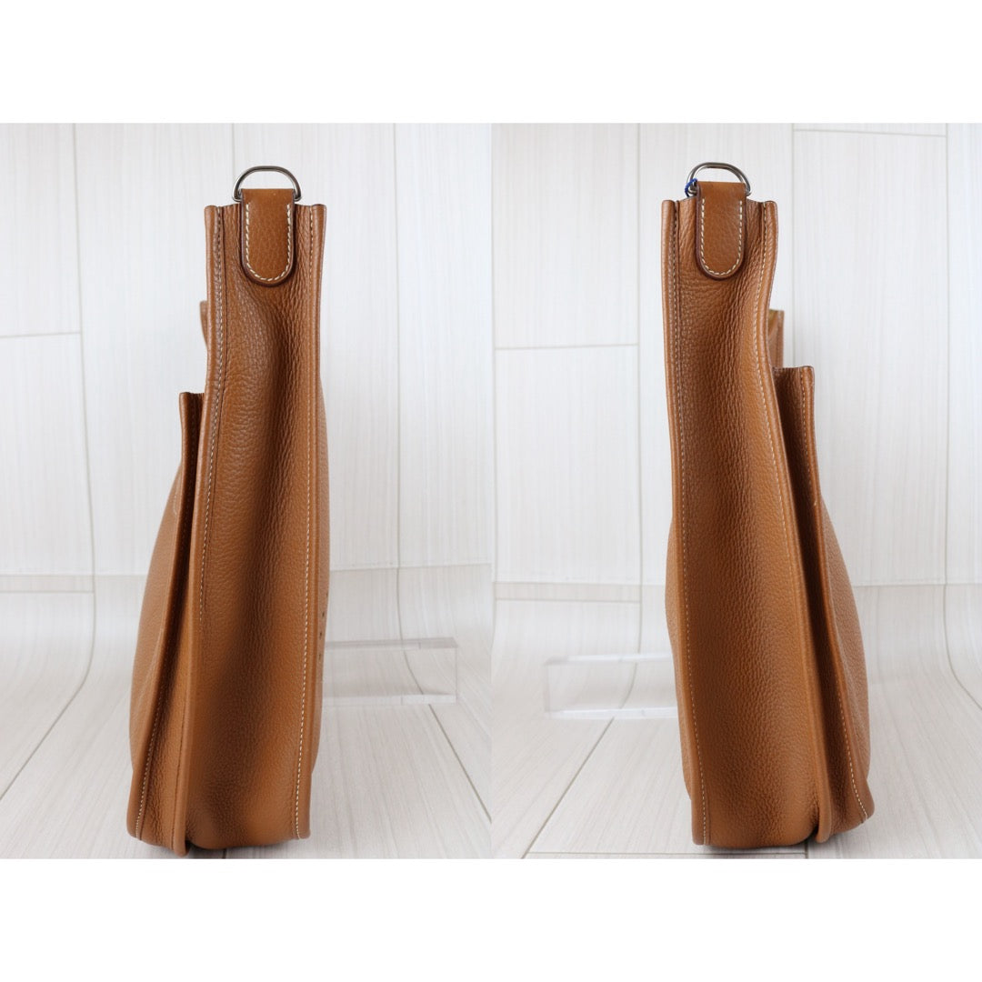 Include Entrupy Certificate of Authenticity｜Good ( Rank AB)｜ HERMES TC Leather Evelyne 33 Shoulder Bag Golden Brown □R Stamp Made In 2014Year｜W26040824