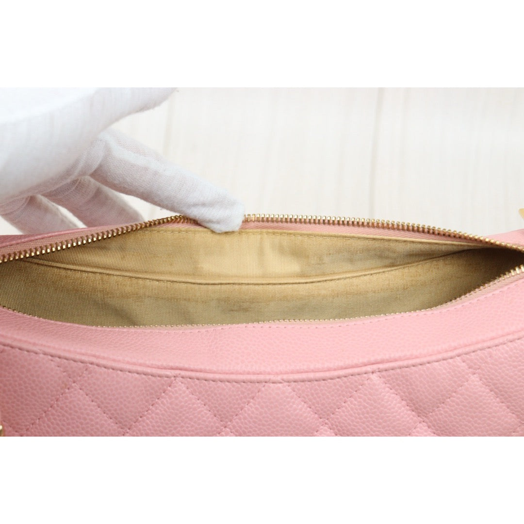 Very Good ( Rank A)｜ CHANEL Half Moon Shoulder Bag Pink Made In 2003-2004 Year ｜V24122602