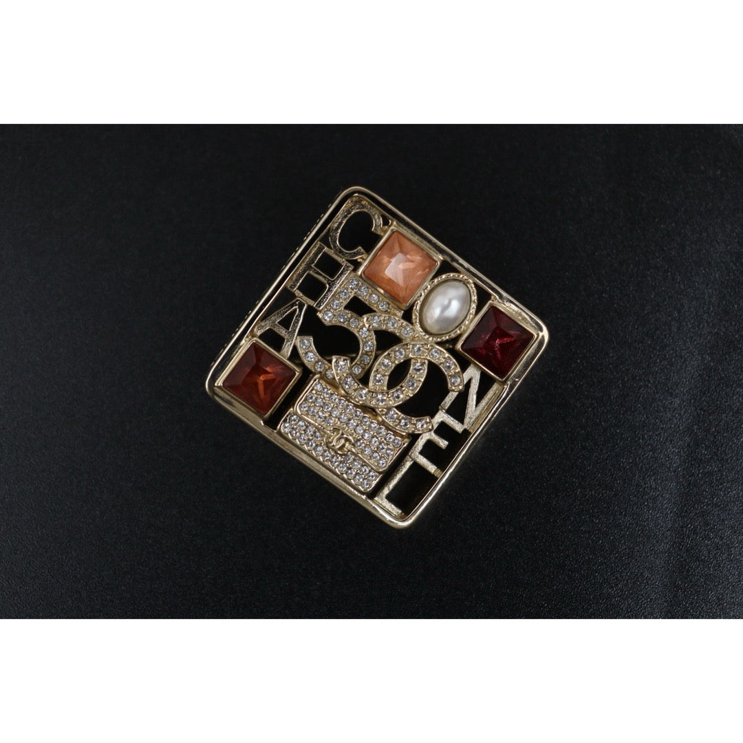 Excellent（Rank SA）｜ CHANEL A23B Coco Mark  Rhinestone Square Brooch ｜S26031024