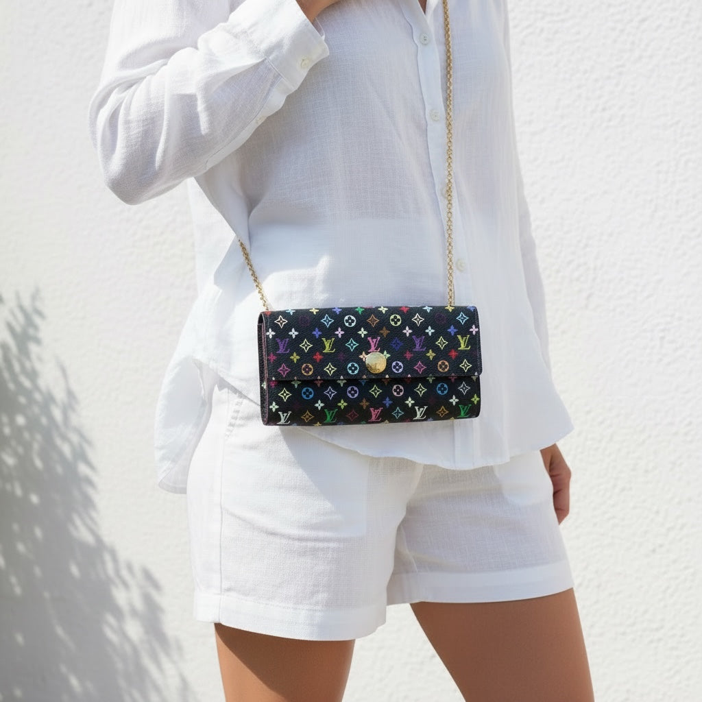 Include Entrupy Certificate of Authenticity｜Very Good ( Rank A)｜ Louis Vuitton Monogram Multicolor Portofeuil Sara Long Style Wallet ｜S26060803