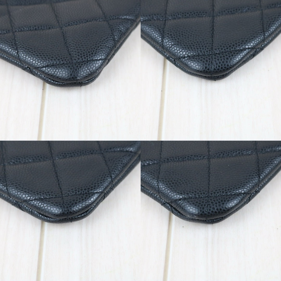 Include Entrupy Certificate of Authenticity｜Good ( Rank AB)｜ CHANEL Caviar Skin  Klassische Pochette Mit Reissverschluss  PM Black Made In 2020Year ｜X26092107