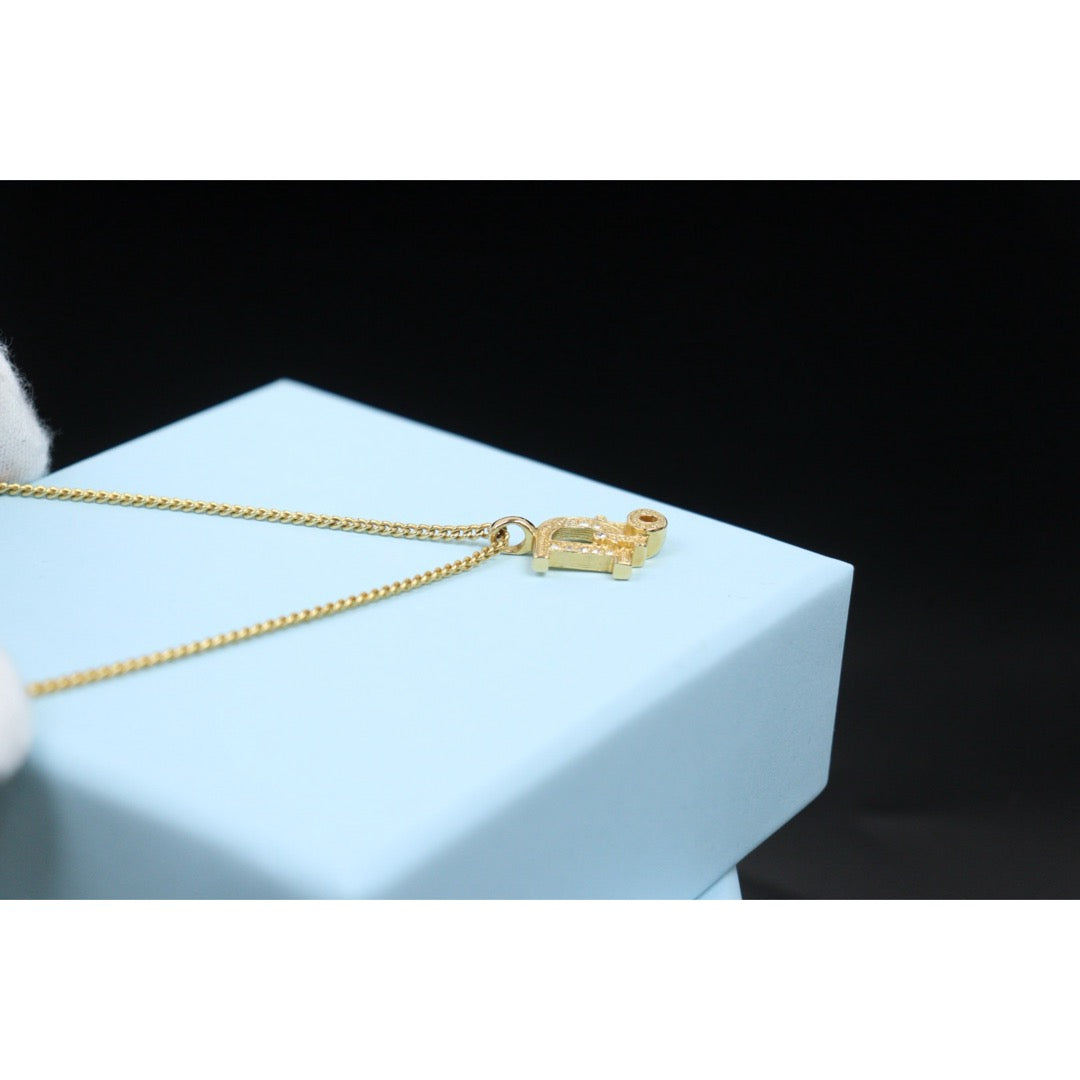 Include Authentic Detective Certificate of Authenticity｜Very Good ( Rank A) ｜ Dior CD Rhinestone Necklace Golden ｜26011509