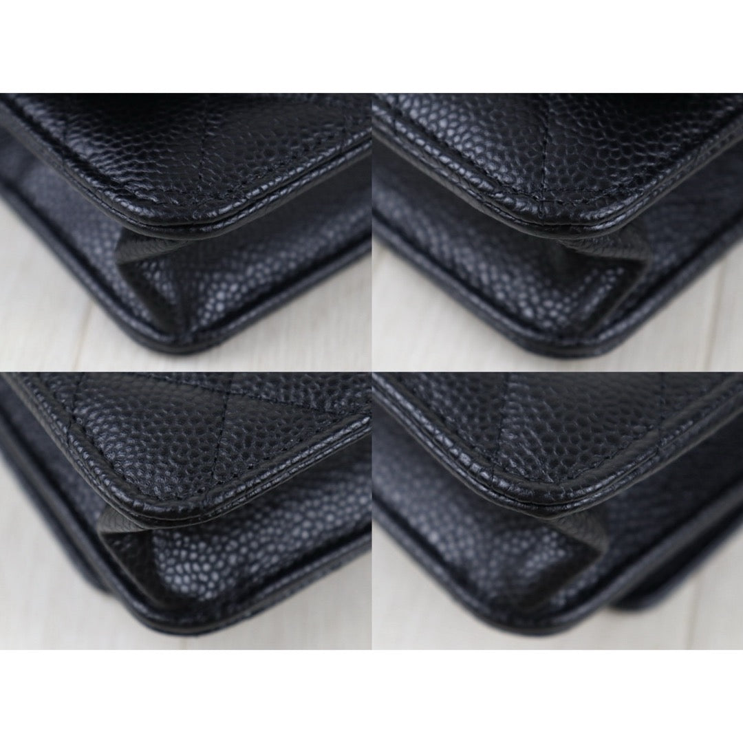 Include Entrupy Certificate of Authenticity｜Very Good ( Rank A)｜CHANEL Caviar Skin WOC Chain Bag Black IC Chips Model｜S26072532