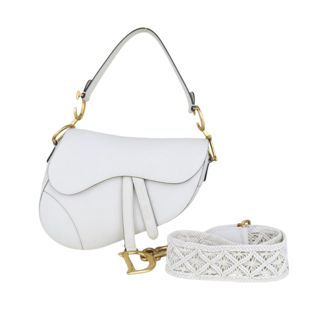 Good ( Rank AB)｜  Dior Calfskin Medium Saddle Bag White   ｜H25042219