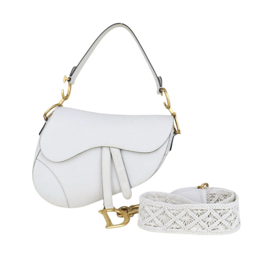 Good ( Rank AB)｜  Dior Calfskin Medium Saddle Bag White   ｜H25042219