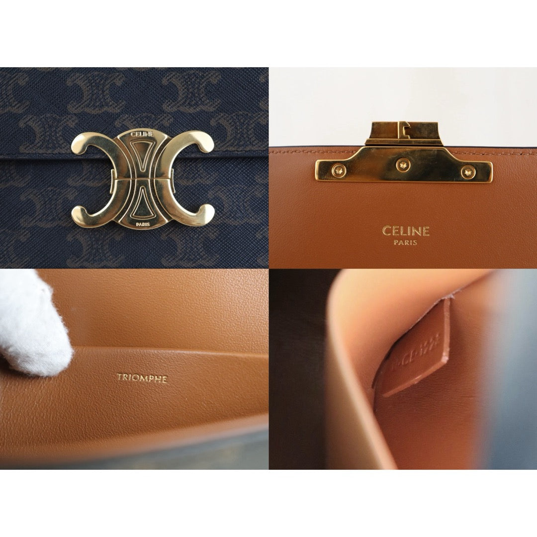 Very Good ( Rank A)｜ CELINE Macadam Triomphe Shoulder Bag  Golden Hardware｜S26012711