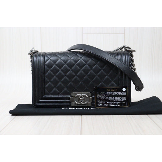 Rank A ｜CHANEL Caviar Skin  LeBoy Chain Shoulder Bag Medium Black  Made In 2018Year｜S24052207