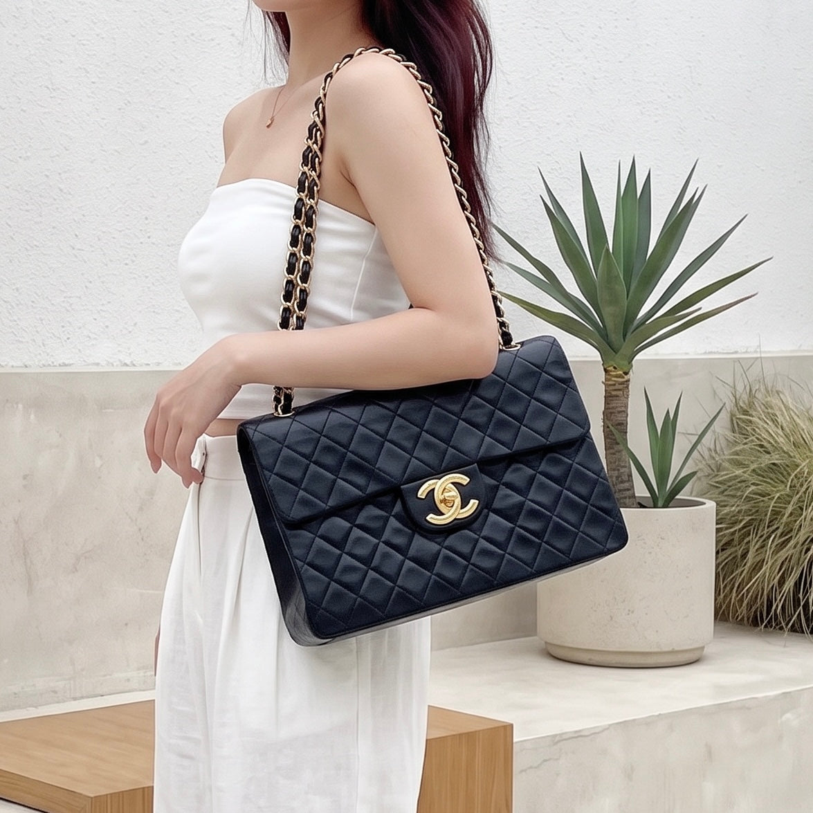 Include Entrupy Certificate of Authenticity｜Very Good ( Rank A)｜CHANEL  Matrasse Chain  Lambskin Single Flap Black Shoulder Bag Made In 1994～1996Year｜S26090749