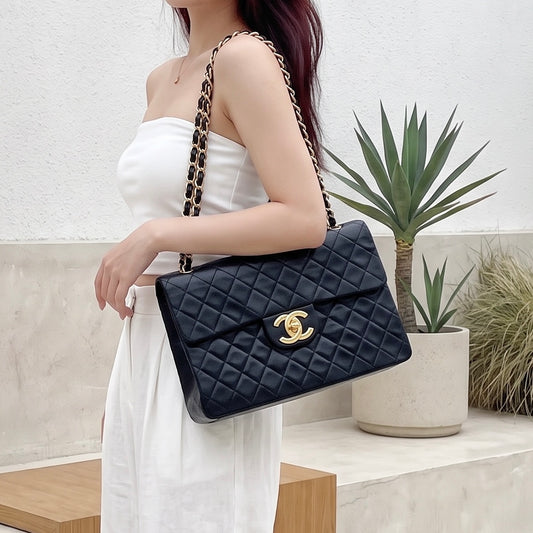 Include Entrupy Certificate of Authenticity｜Very Good ( Rank A)｜CHANEL  Matrasse Chain  Lambskin Single Flap Black Shoulder Bag Made In 1994～1996Year｜S26090749
