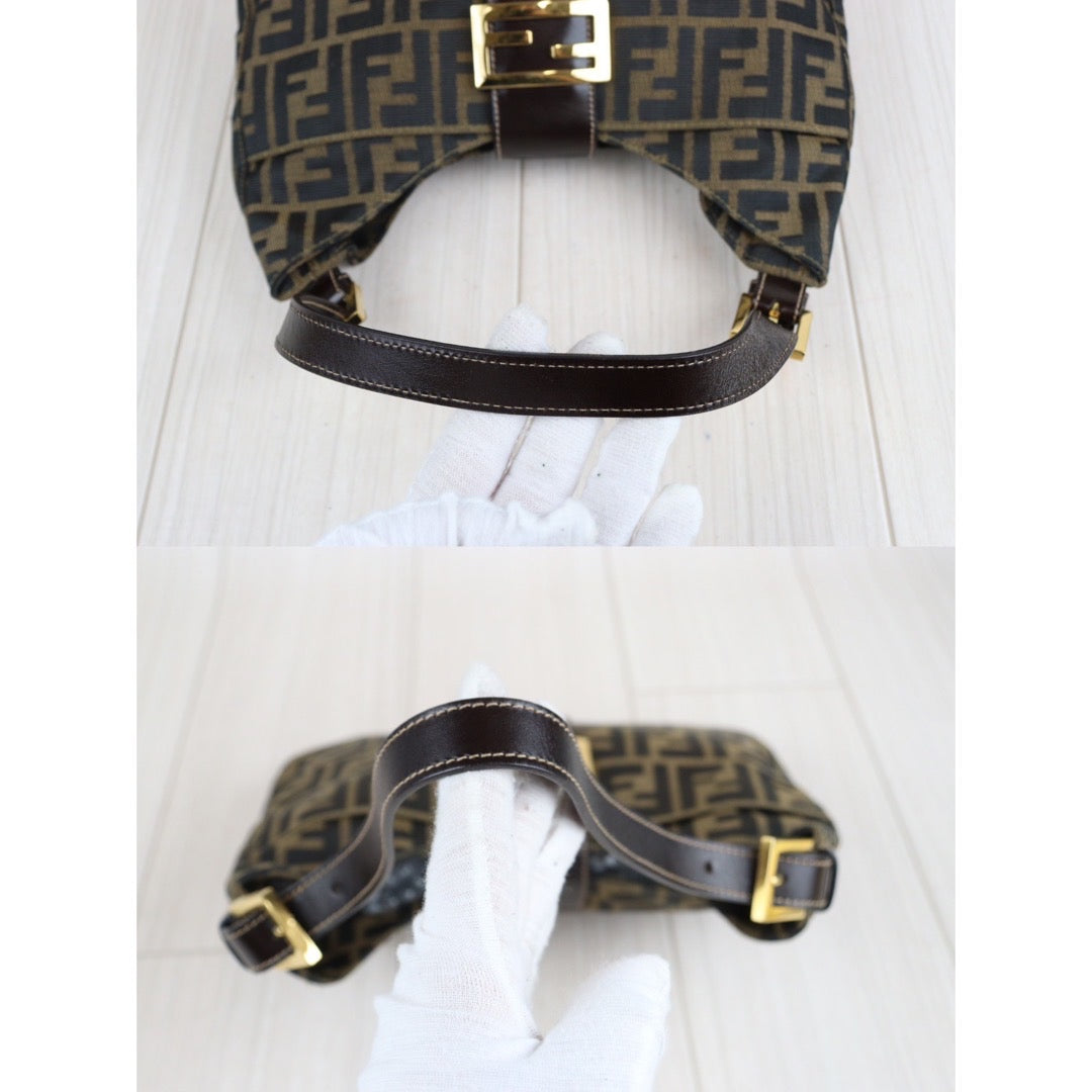 Rank A｜FENDI Zucca Mamma Shoulder Bag Gold Hardware｜23102851