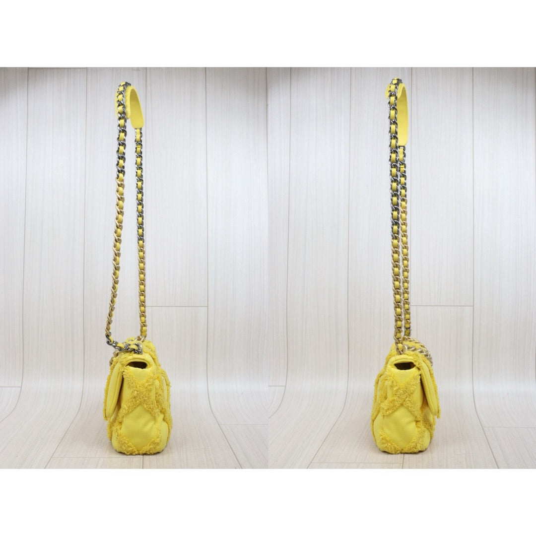 Very Good ( Rank A) ｜ CHANEL Canvas Tassel Single Flap 19bag Chain Shoulder Bag Yellow Made in 2020-2021Year｜ Y25112505