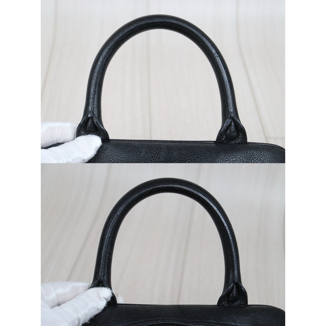 Good ( Rank AB)｜ CHANEL Caviar Skin Leather Calf Leather Bowling Hand Bag Black Made In 2005～2006 Year｜A25091201