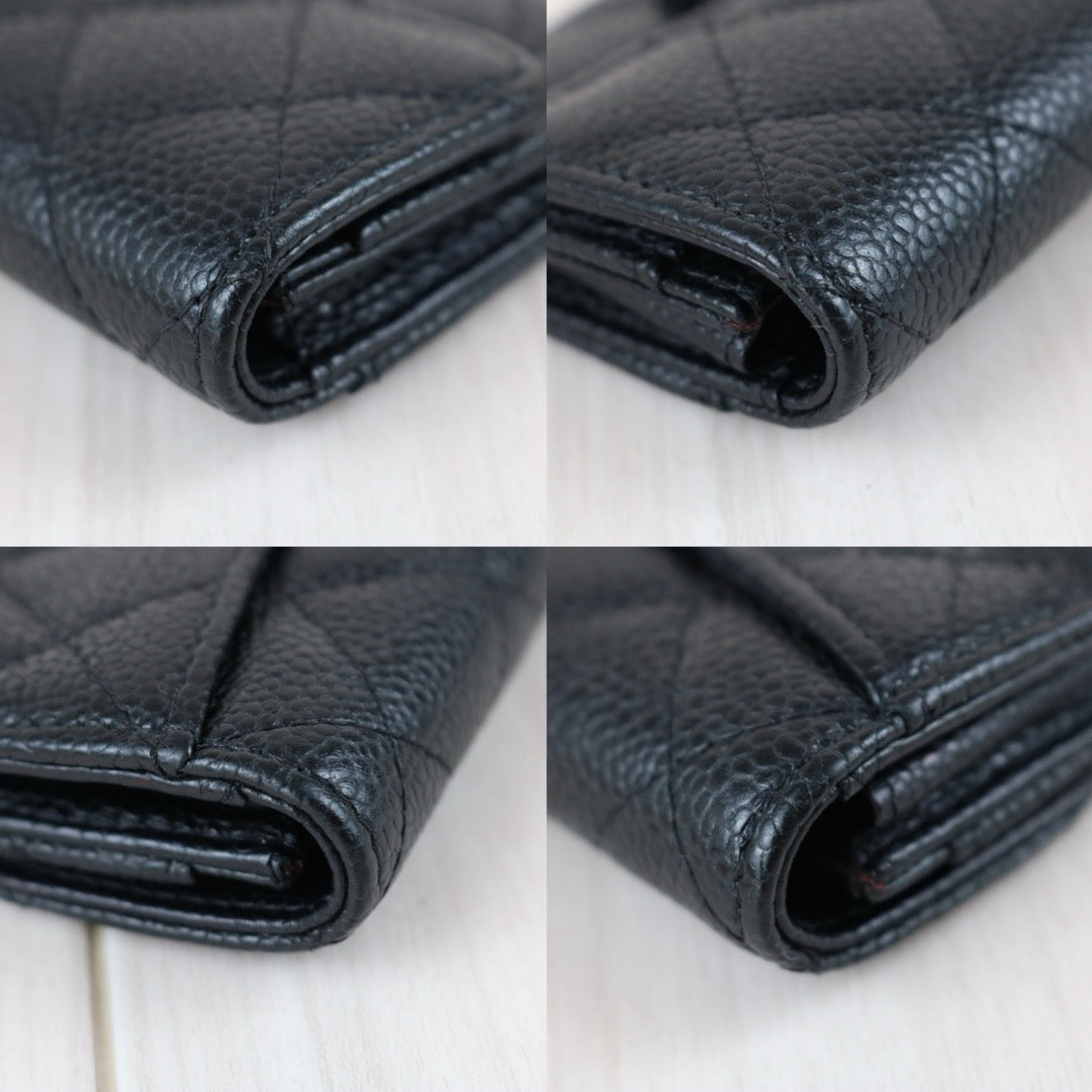 Include Entrupy Certificate of Authenticity｜Very Good ( Rank A)｜CHANEL Caviar Skin Black Card Holder Made In 2019-2020Year｜S26051102