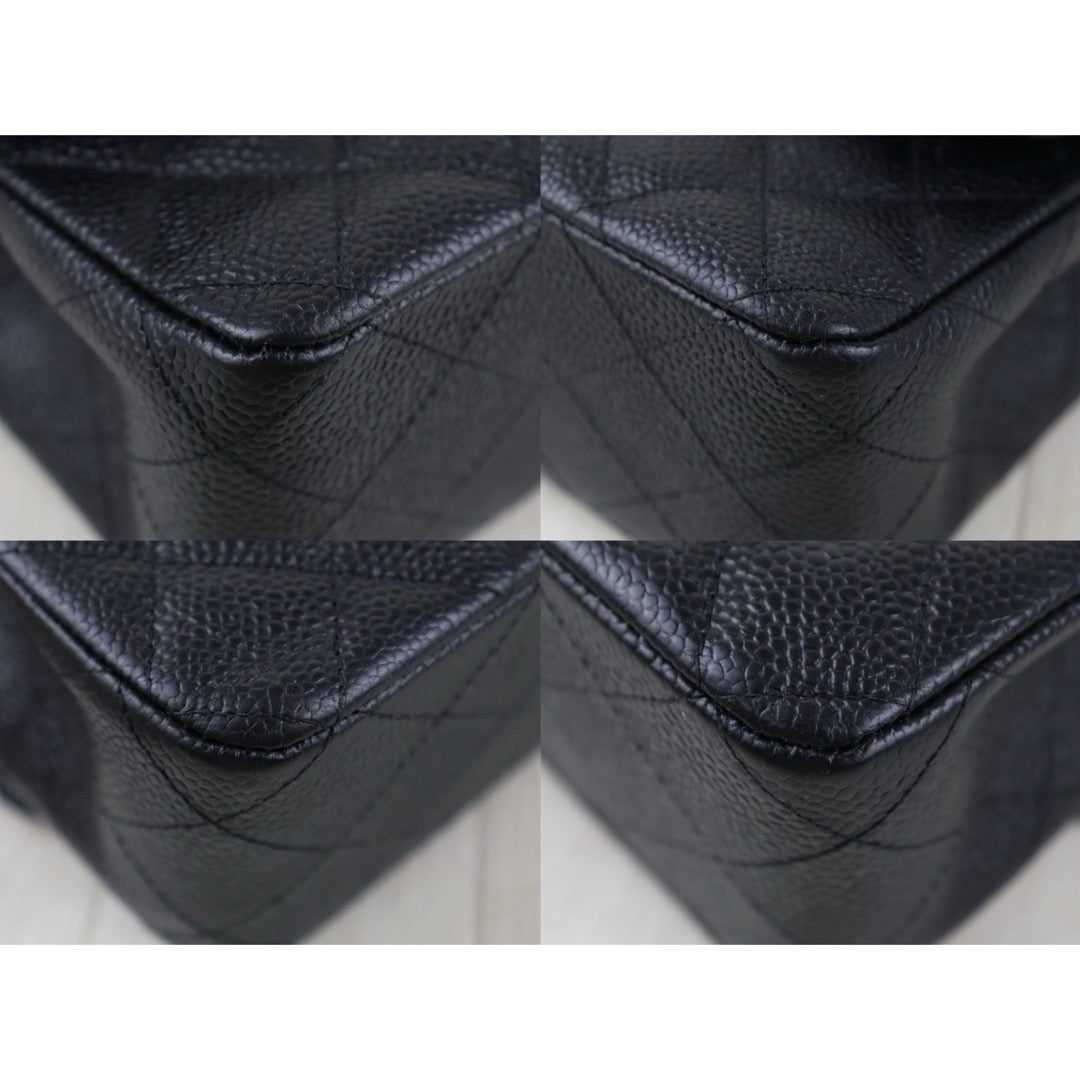 Include Entrupy Certificate of Authenticity｜Very Good ( Rank A)｜ CHANEL Caviar Skin Calf Leather Chain Double Flap 25 Shoulder Bag  Black Made In 2013-2014Year｜S26072602