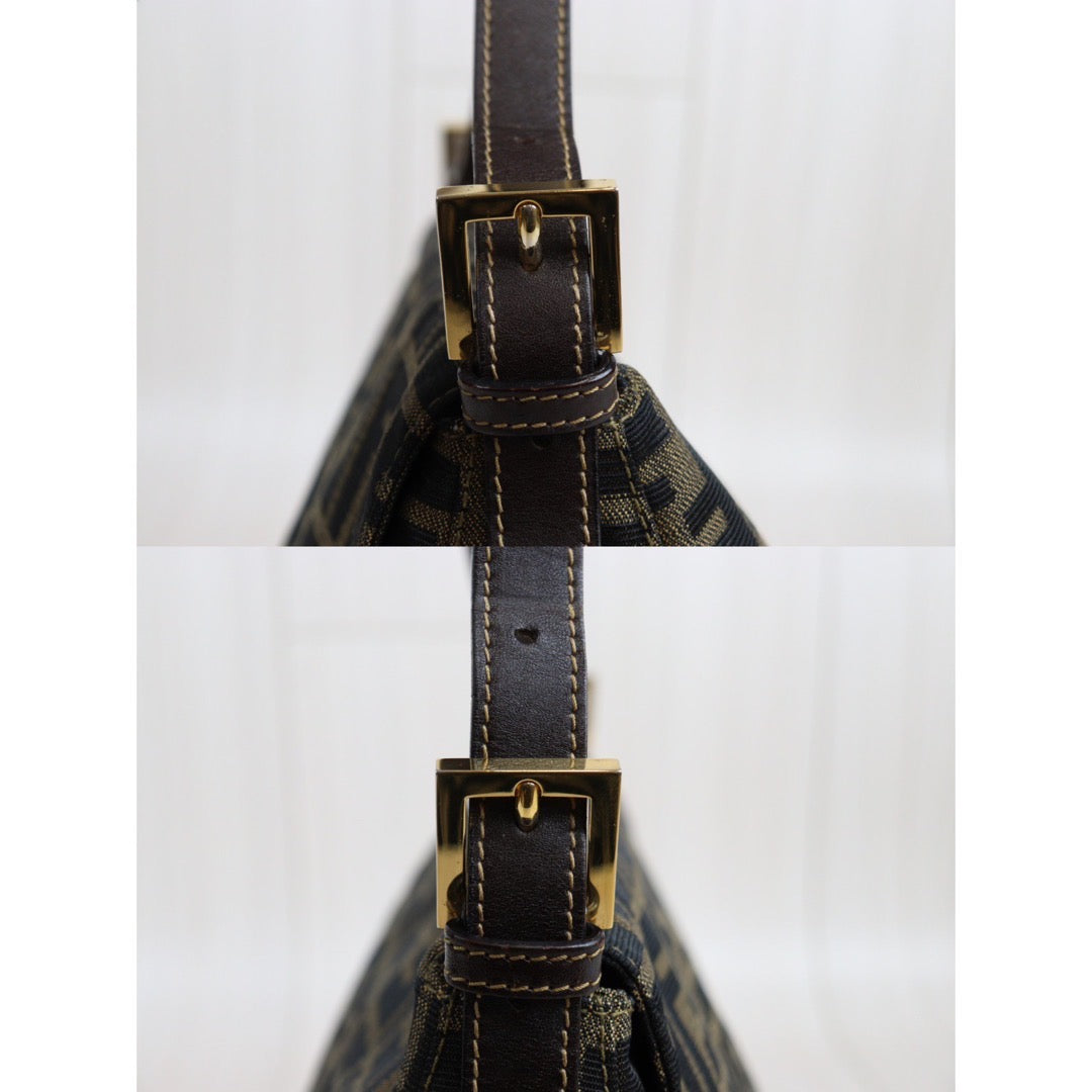 Rank A｜ FENDI Zucca Mamma Baguette Shoulder Bag Gold Hardware｜23112107