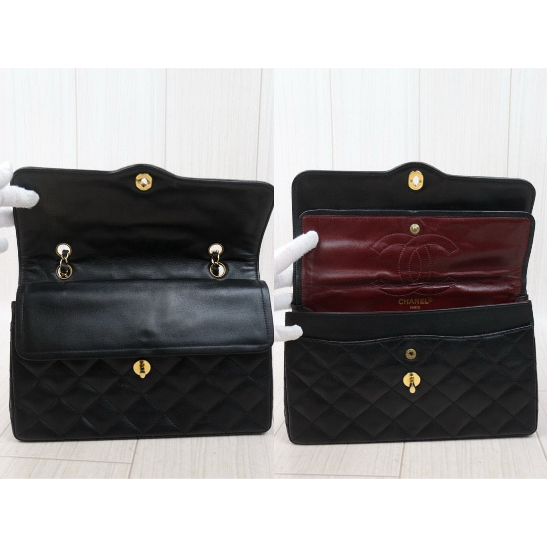 Good ( Rank AB) ｜ CHANEL Paris Limited Series Matrasse Classic Double Flap 28 Shoulder Bag Black Made In 1991-1994 Year｜P24120207