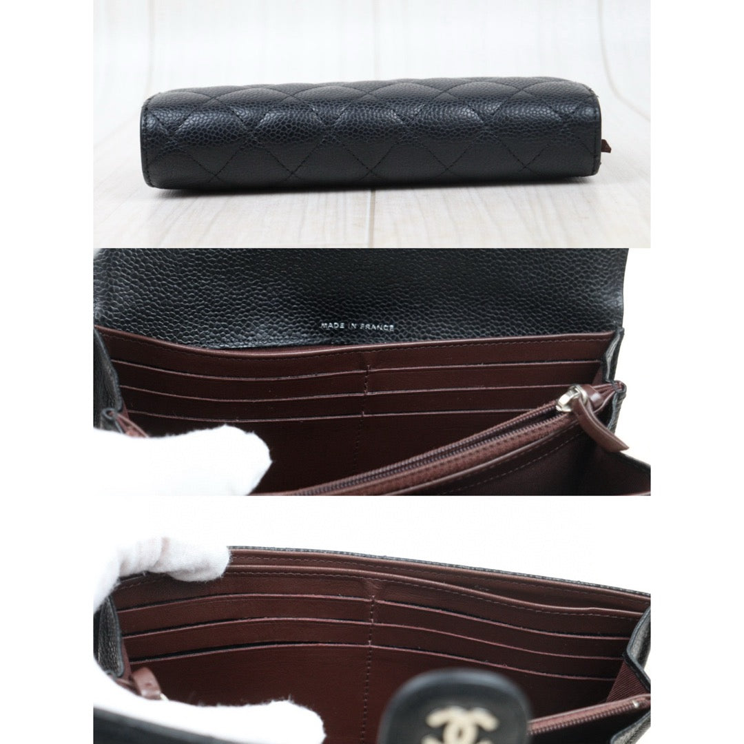 Good ( Rank AB)｜CHANEL Caviar Skin Black Long Wallet Made In 2018 - 2019 Year｜24120511