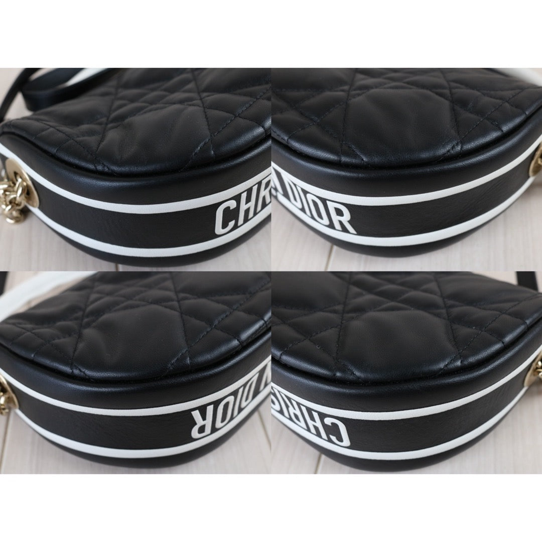 Include Entrupy Certificate of Authenticity｜Very Good ( Rank A) ｜  Dior Lady Dior Lamb Skin Vibe Hobo In Cannage Pattern Handbag  Shoulder Bag Black ｜Z26091607