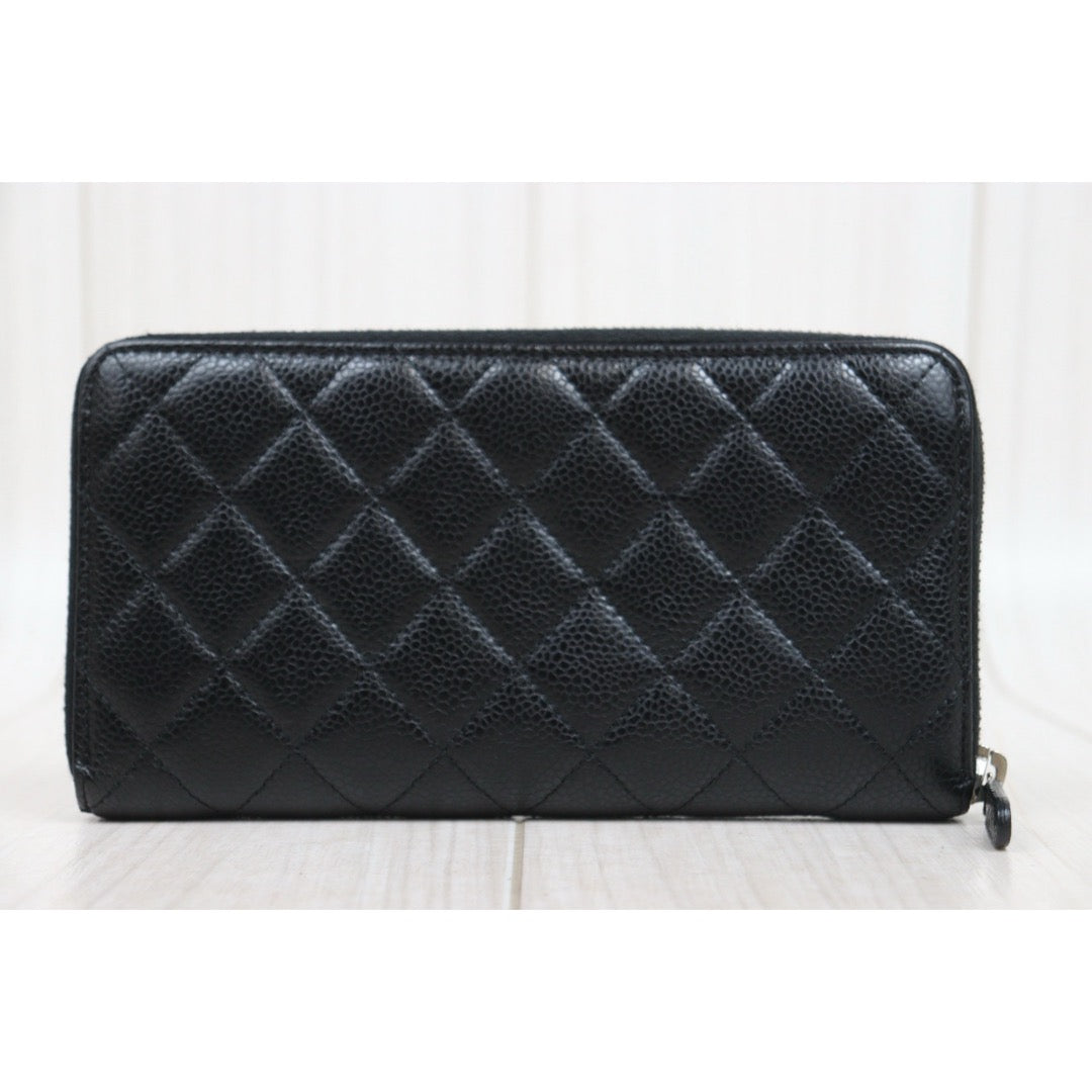 Good ( Rank AB)｜CHANEL Caviar Skin Long Wallet Black Made In 2013 - 2014Year｜S25081001