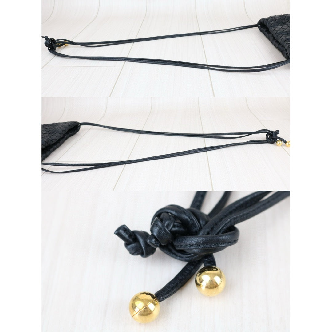 Very Good ( Rank A)｜ Bottega Veneta Lamb Skin  the bulb Braid  Shoulder Bag Black｜X25042314