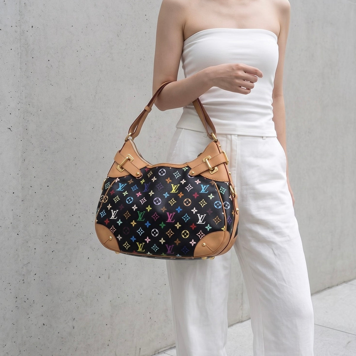 Include Entrupy Certificate of Authenticity｜Good ( Rank AB)｜Louis Vuitton Monogram Takashi Murakam Multicolor Greta ShoulderBag｜Z26091612