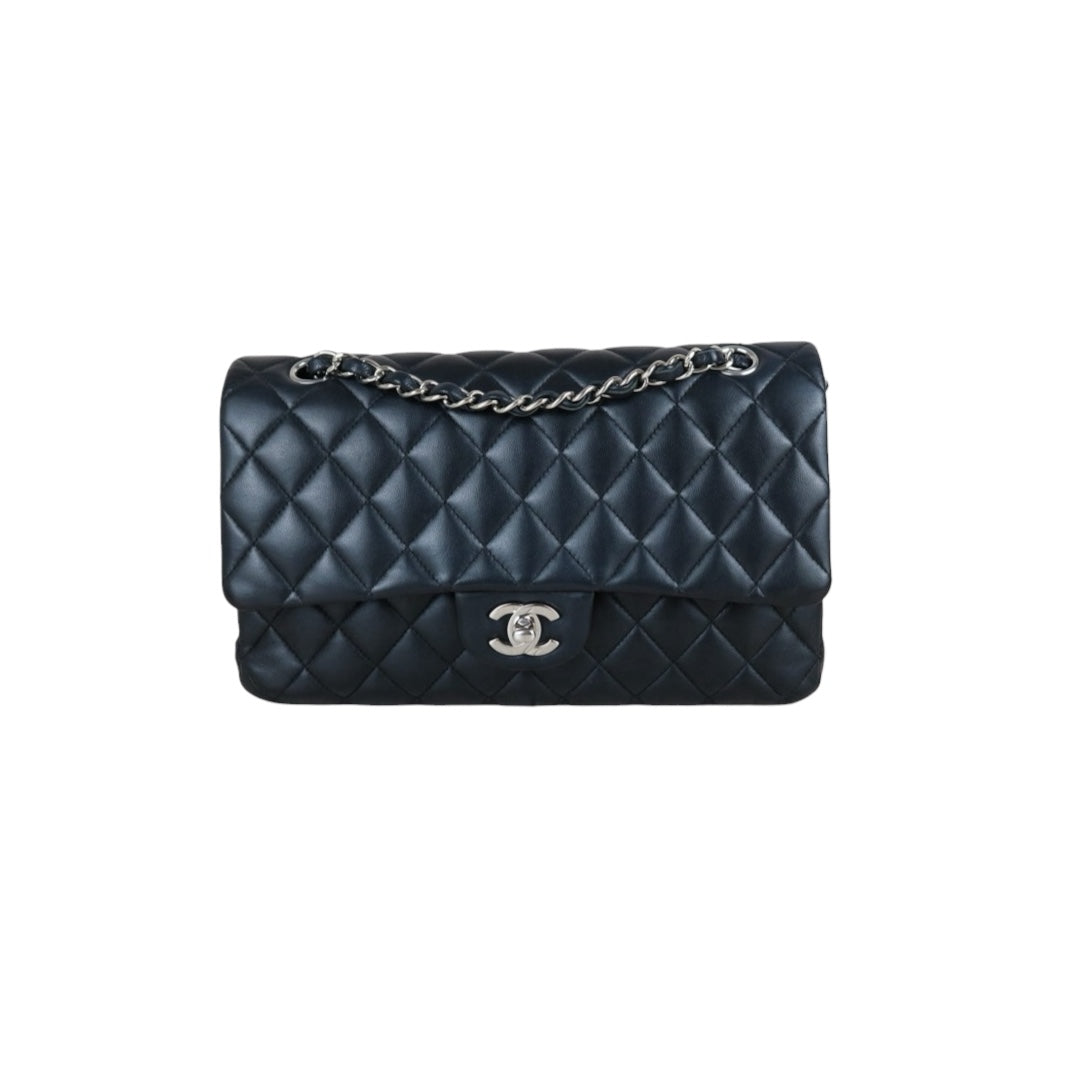 Include Entrupy Certificate of Authenticity｜Very Good ( Rank A)｜ CHANEL Lamb Skin Matrasse Chain Double Flap 25 Shoulder Bag  Black Made In 2021-2022Year｜S26052207