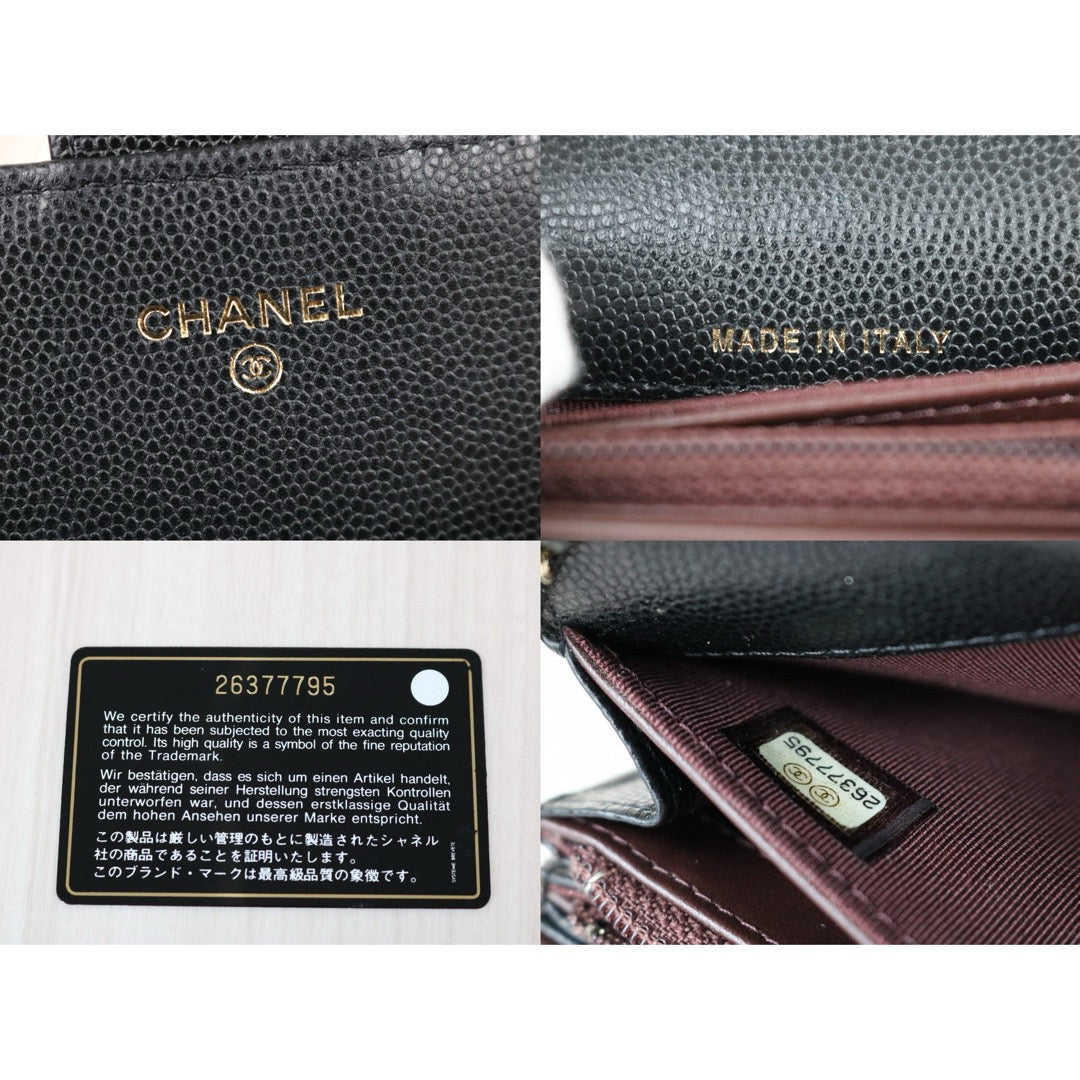 Very Good ( Rank A) ｜ CHANEL Caviar Skin Mini Chain Shoulder Bag Black Gold Hardware Made in 2018-2019 Year ｜R24111205