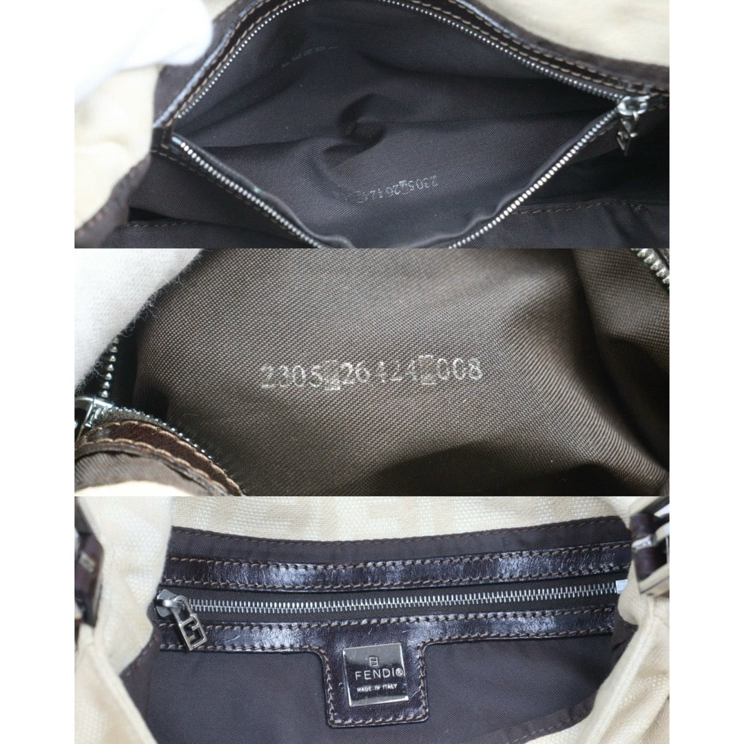 Include Entrupy Certificate of Authenticity｜Fair ( Rank B)｜ FENDI Zucca Mamma Baguette Shoulder Bag Beige｜26070317